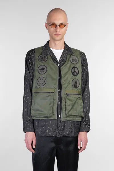 NEEDLES VEST IN GREEN NYLON