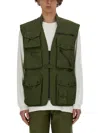 Needles Utility Vest With Multiple Pockets And Zip Closure In Green