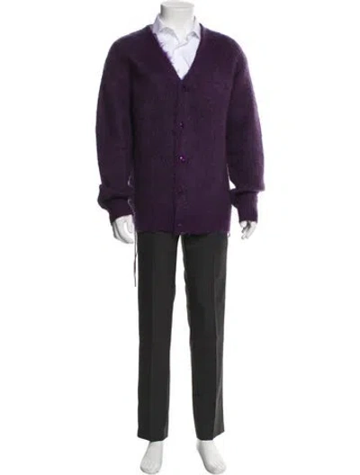 Pre-owned Needles V-neck Long Sleeve Cardigan In Blue