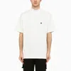 NEEDLES NEEDLES WHITE STAND UP COLLAR T SHIRT WITH EMBROIDERY