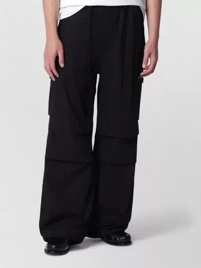 Needles Wide Leg Cargo Pants Belt Loops Buttons In Black