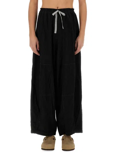 Needles Wide-leg Denim Pants With Elastic Waistband In Black