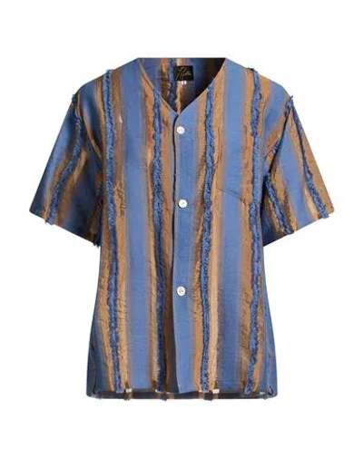 Needles Woman Shirt Slate Blue Size S Cotton, Cupro, Nylon