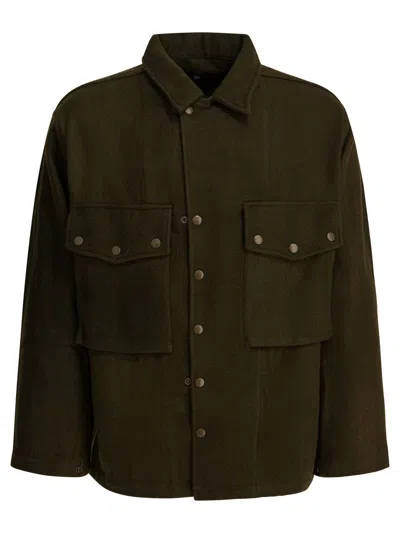 Needles Wool Overshirt With Maxi-pockets In Green