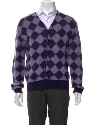 Pre-owned Needles Wool Printed Cardigan In Purple