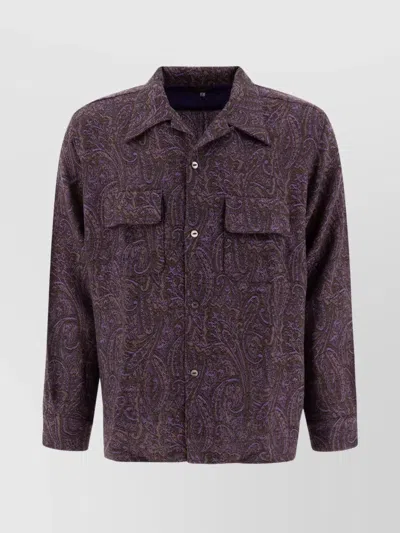 NEEDLES WOOL SHIRT WITH PAISLEY PATTERN AND CHEST POCKETS