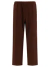 Needles Elastic Waistband Embroidered Detail Side Pockets Trousers In Brown