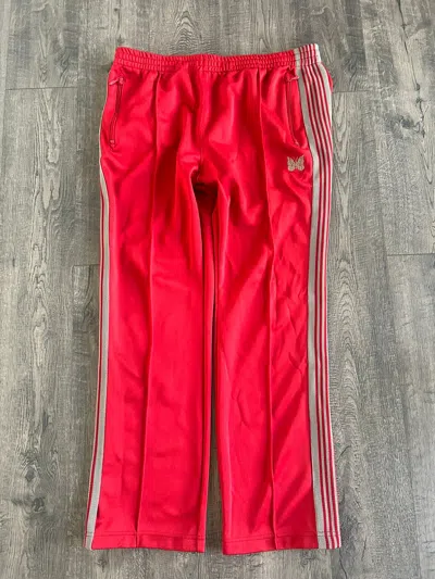 Pre-owned Needles X Nepenthes New York “needles” Narrow Red Poly Smooth Track Pants Nepenthes Cpfm