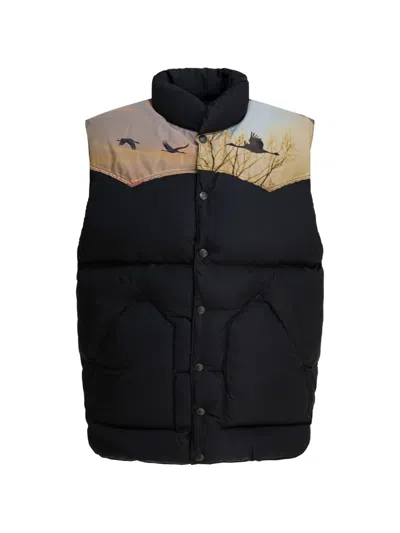 Needles X Rocky Mountain Featherbed Graphic-print Padded Gilet In 블랙