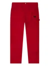 Needles X Smith's Butterfly-embroidered Buckle Trousers In Red