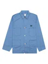 Needles X Smith's Butterfly-embroidered Twill Shirt Jacket In Blue