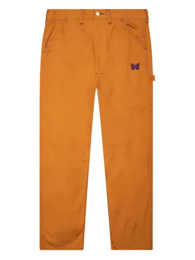 Needles X Smith's Butterfly-embroidered Twill Trousers In Brown