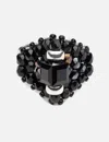 Needles X Tie A Knot Square Crystal Beads Ring In Black