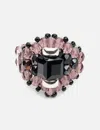 Needles X Tie A Knot Square Crystal Beads Ring In Black