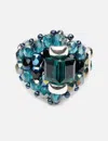 Needles X Tie A Knot Square Crystal Beads Ring In Blue