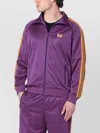 Needles Zip Sweatshirt With Striped Sleeves And Side Pockets In Purple