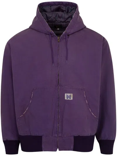 Needles Zipped Hoodie In Purple