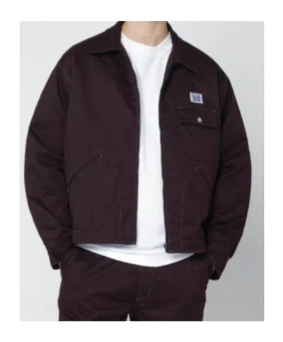 Needles Zipped Logo Patch Jacket In Burgundy