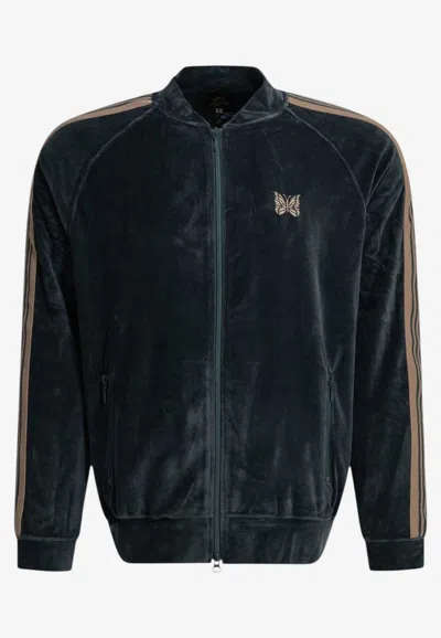 Needles Zip-up Velvet Track Jacket In Blue