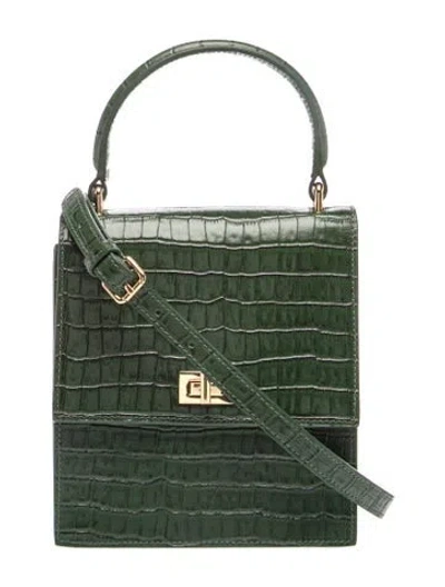 Pre-owned Neely & Chloe Embossed Leather Top Handle Bag In Green