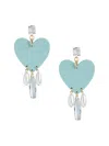 Neely Phelan Women's Jade Heart Drop Earrings In Blue In Blue