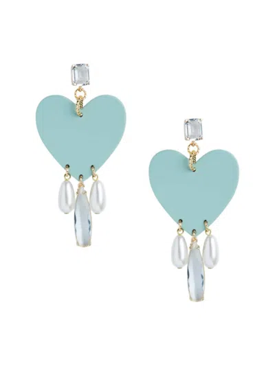 Neely Phelan Women's Jade Heart Drop Earrings In Blue