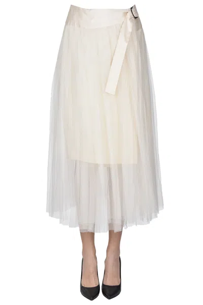 Neemrana Silk Tulle Skirt In Cream