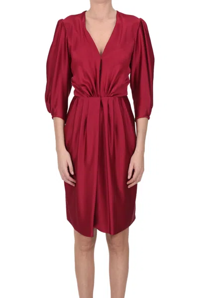 Neemrana Silk Wrap Dress In Bordeaux