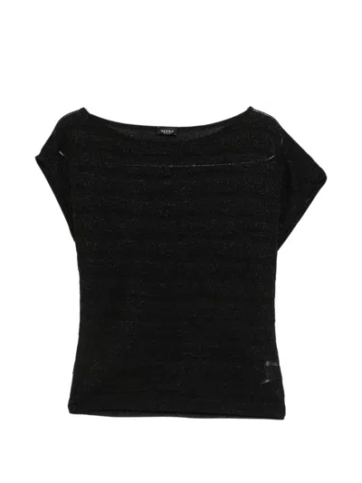 Neera Boat-neck Knitted Top In Black