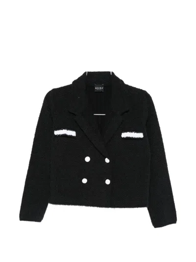 Neera Double-breasted Cropped Jacket In Black