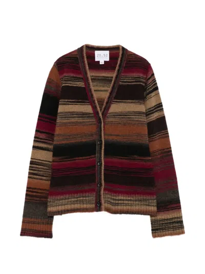 Neera Striped V-neck Cardigan In White