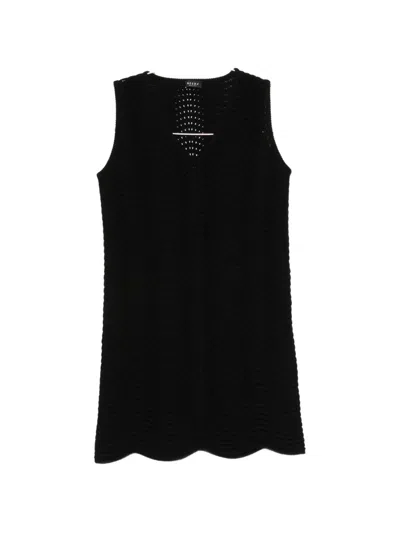 Neera V-neck Textured Mini Dress In Black