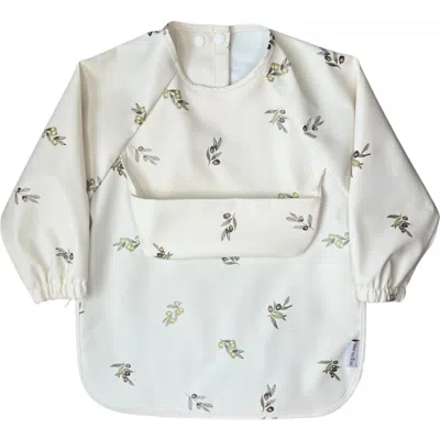 Neferland Kids'  Classic High-pocket Long Sleeve Bib Smock In Zaytoun Olives (6m-24m)