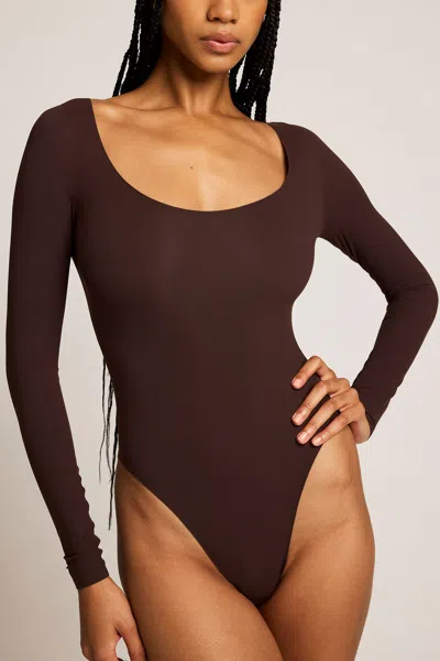 Negative Base Ballet Bodysuit In Espresso In Brown