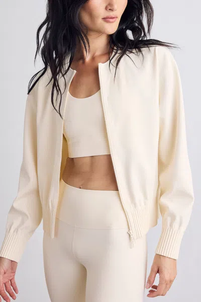 Negative Base Sport Bomber In Cream In Gray