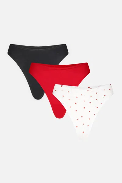 Negative Cloud Cotton Thong In Black Cherry (pack) In Multi
