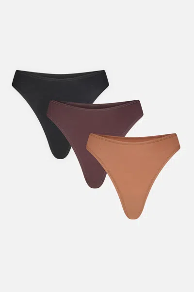 Negative Cloud Cotton Thong In Deep (pack) In Burgundy