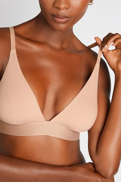 Negative Cloud Cotton Triangle Bra In Buff In Sand