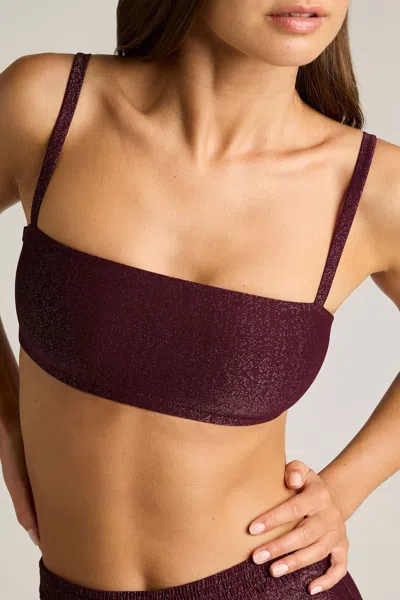 Negative Disco Bandeau Top In Garnet In Brown