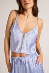 Negative Eclipse Washable Silk Button Cami In Muse In Purple