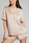 Negative Eclipse Washable Silk Deep V-top In Fizz In Neutral