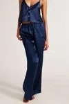 Negative Eclipse Washable Silk Drawstring Pant In Navy In Blue