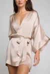 Negative Eclipse Washable Silk Mini Robe In Fizz In Brown