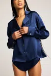 Negative Eclipse Washable Silk Shirt In Navy In Blue