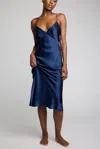 Negative Eclipse Washable Silk Slip In Navy In Blue