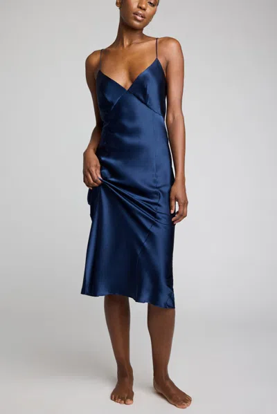 Negative Eclipse Washable Silk Slip In Navy In Blue