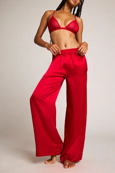 Negative Eclipse Washable Silk Track Pant In Cerise In Red