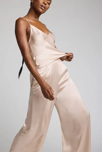 Negative Eclipse Washable Silk Track Pant In Fizz In Pink
