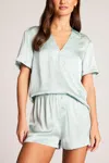 Negative Eclipse Washable Silk V-top In Mist In Blue