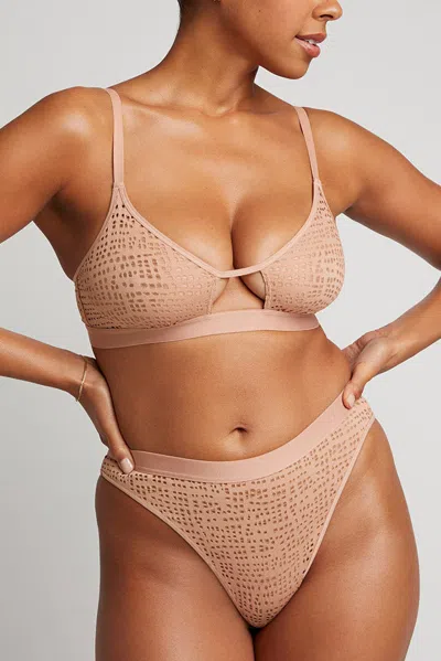 Negative Eyelet Lace Cutout Bra In Buff In Brown